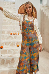 Floral Crisscross Strap Wide Leg Overalls - Trendsi - Flyclothing LLC