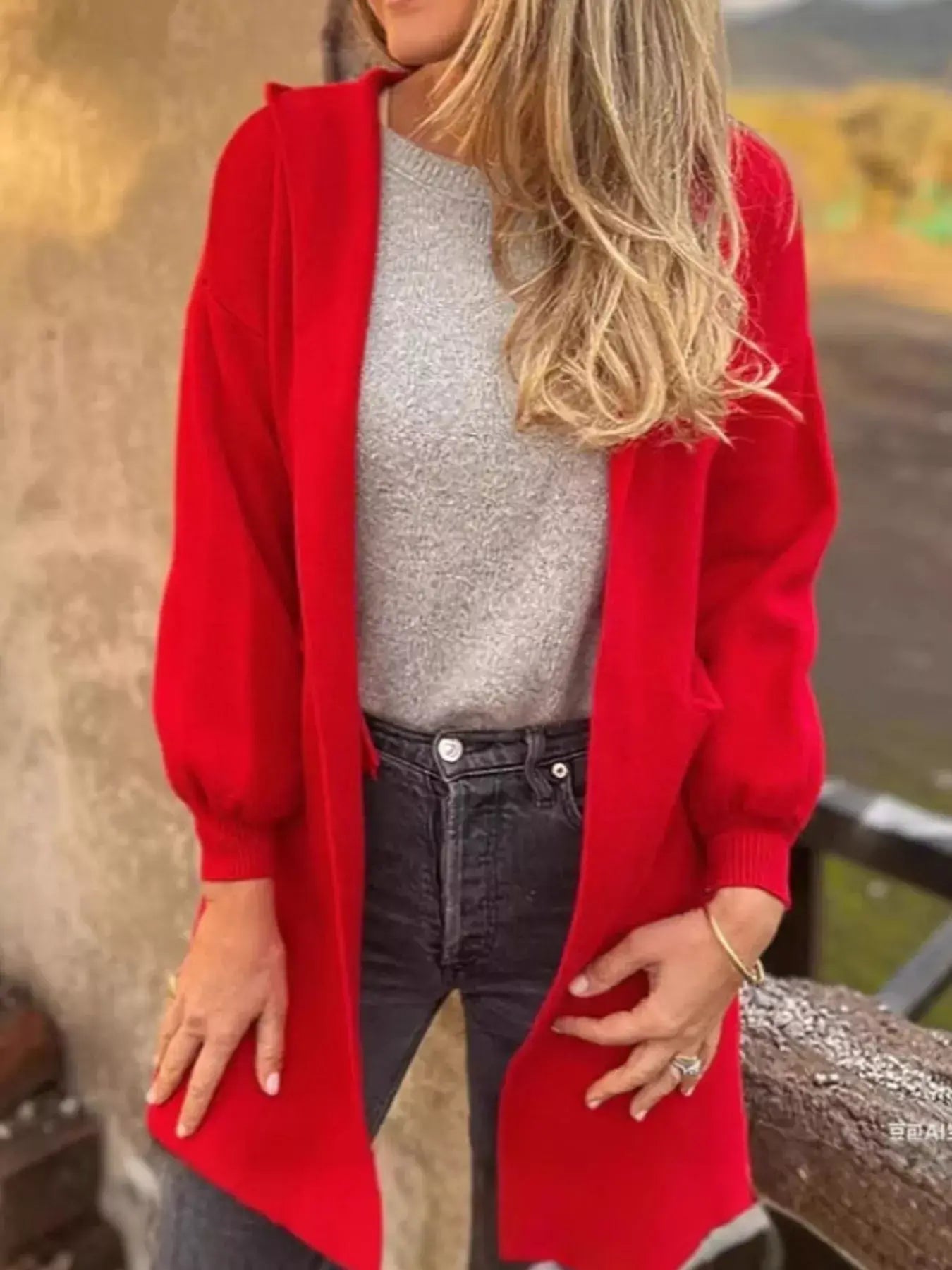 Full Size Open Front Drop Shoulder Hooded Cardigan Plus Size - Trendsi - Flyclothing LLC