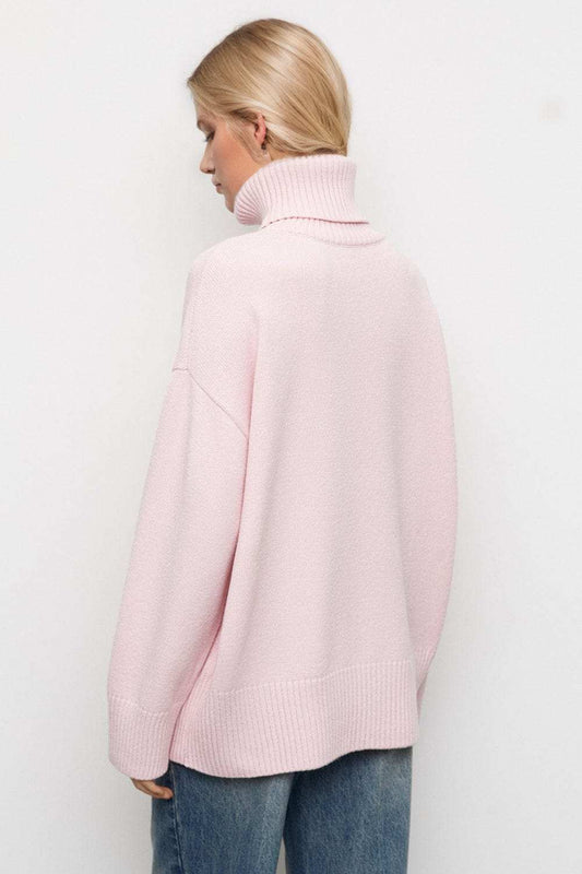 Basic Bae Turtleneck Dropped Shoulder Long Sleeve Sweater - Trendsi - Flyclothing LLC