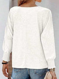 Round Neck Smocked Lantern Sleeve T-Shirt - Trendsi - Flyclothing LLC