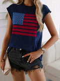 Devine US Flag Round Neck Sweater Vest - Trendsi - Flyclothing LLC