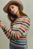 SO ME Mardi Gras Color Stripe Stretch Mesh Top - Trendsi - Flyclothing LLC