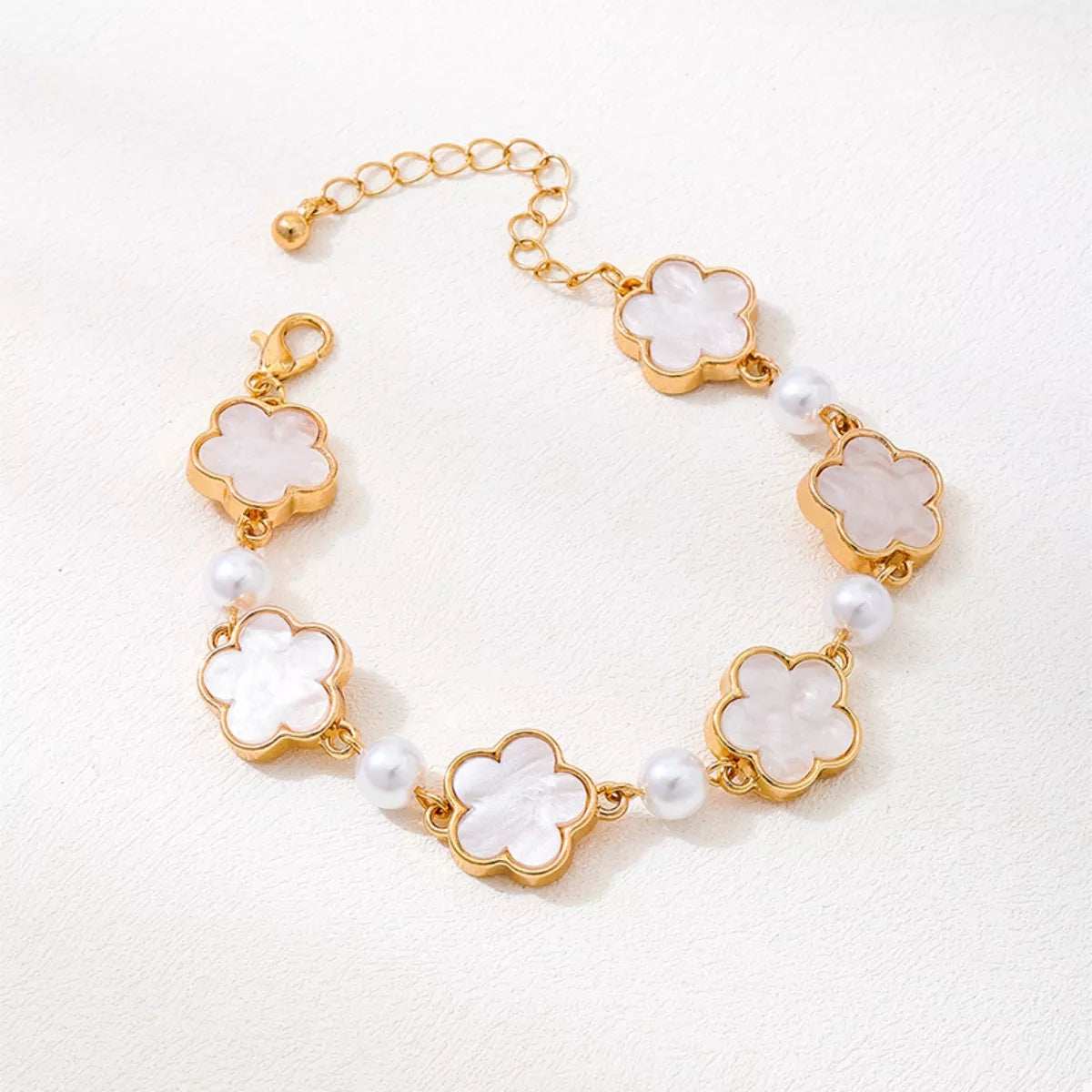 18k Gold-Plated Alloy Flower Bracelet - Trendsi - Flyclothing LLC