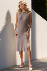 Split Round Neck Sleeveless Dress - Trendsi - Flyclothing LLC