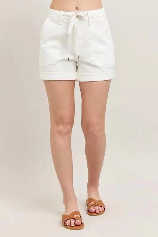 Judy Blue High Waist Cuff Denim Shorts - Trendsi - Flyclothing LLC