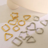 Titanium Steel Geometric Huggie Earrings - Trendsi - Flyclothing LLC