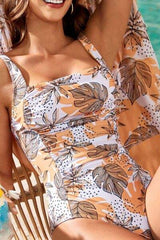 Printed Square Neck Wide Strap One-Piece Swimwear - Trendsi - Flyclothing LLC