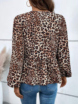 Ivy Lane Peplum Tied Long Sleeve Blouse - Trendsi - Flyclothing LLC