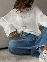 Boat Neck Knit Cover Up with Relaxed Fit - Trendsi - Flyclothing LLC