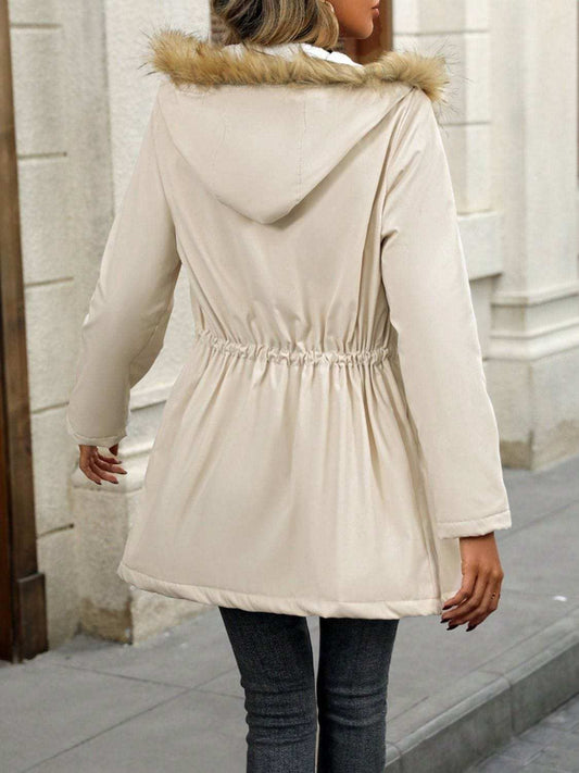 Drawstrig Zip Up Hooded Jacket - Trendsi - Flyclothing LLC