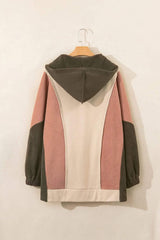 Color Block Long Sleeve Hoodie - Trendsi - Flyclothing LLC