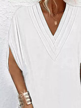 Full Size V-Neck Slit Sleeve Mini Dress Plus Size - Trendsi - Flyclothing LLC