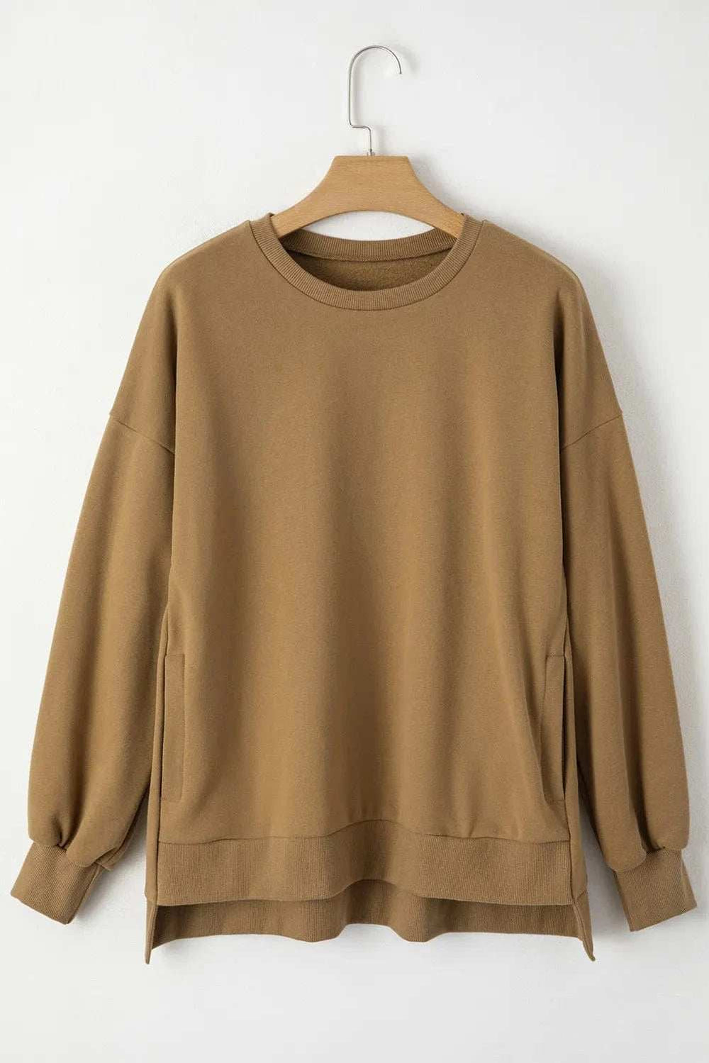 Round Neck Long Sleeve Sweatshirt - Trendsi - Flyclothing LLC