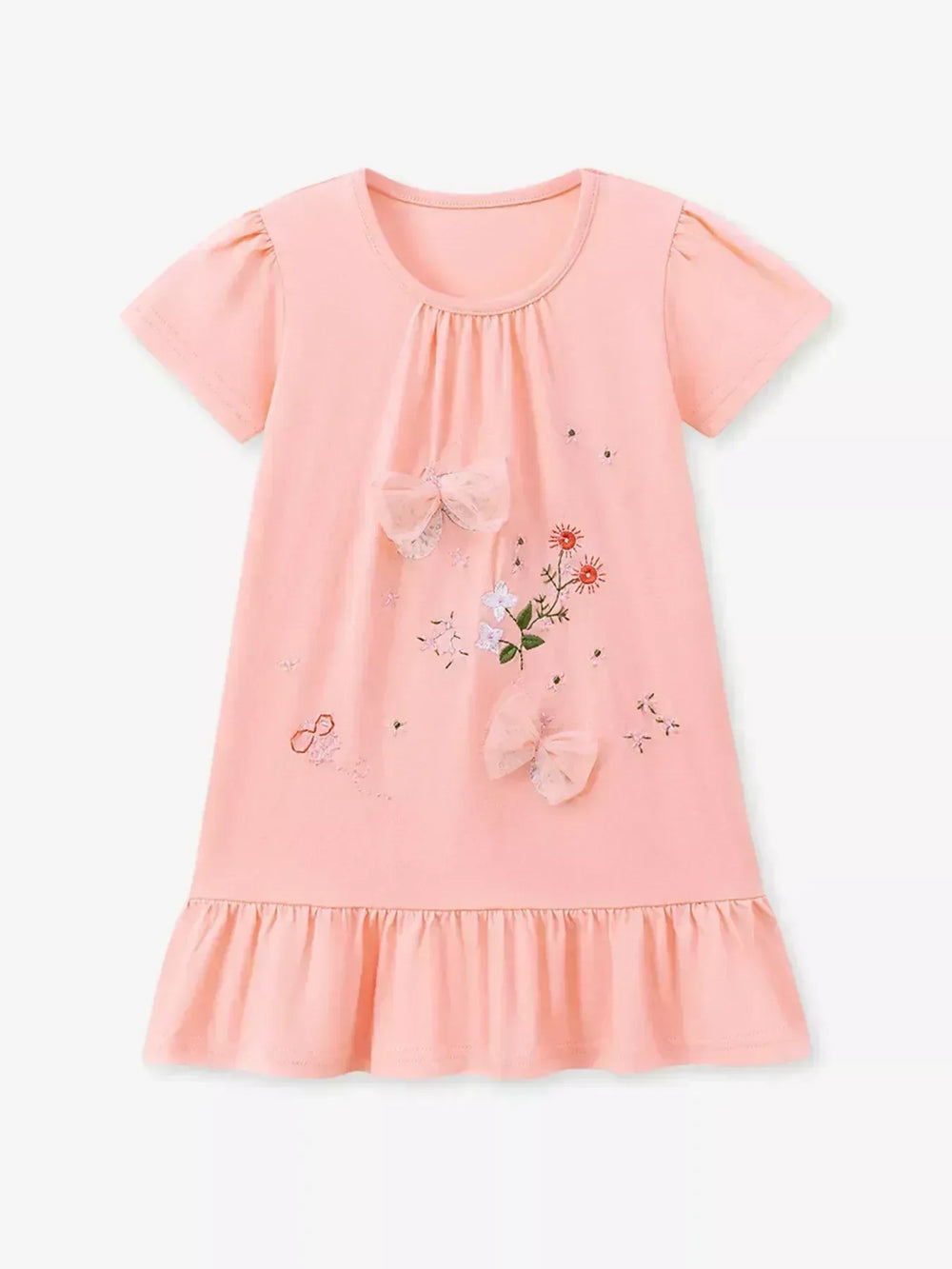 Children's Ruffled Hem Short Sleeve Dress - Trendsi - Flyclothing LLC