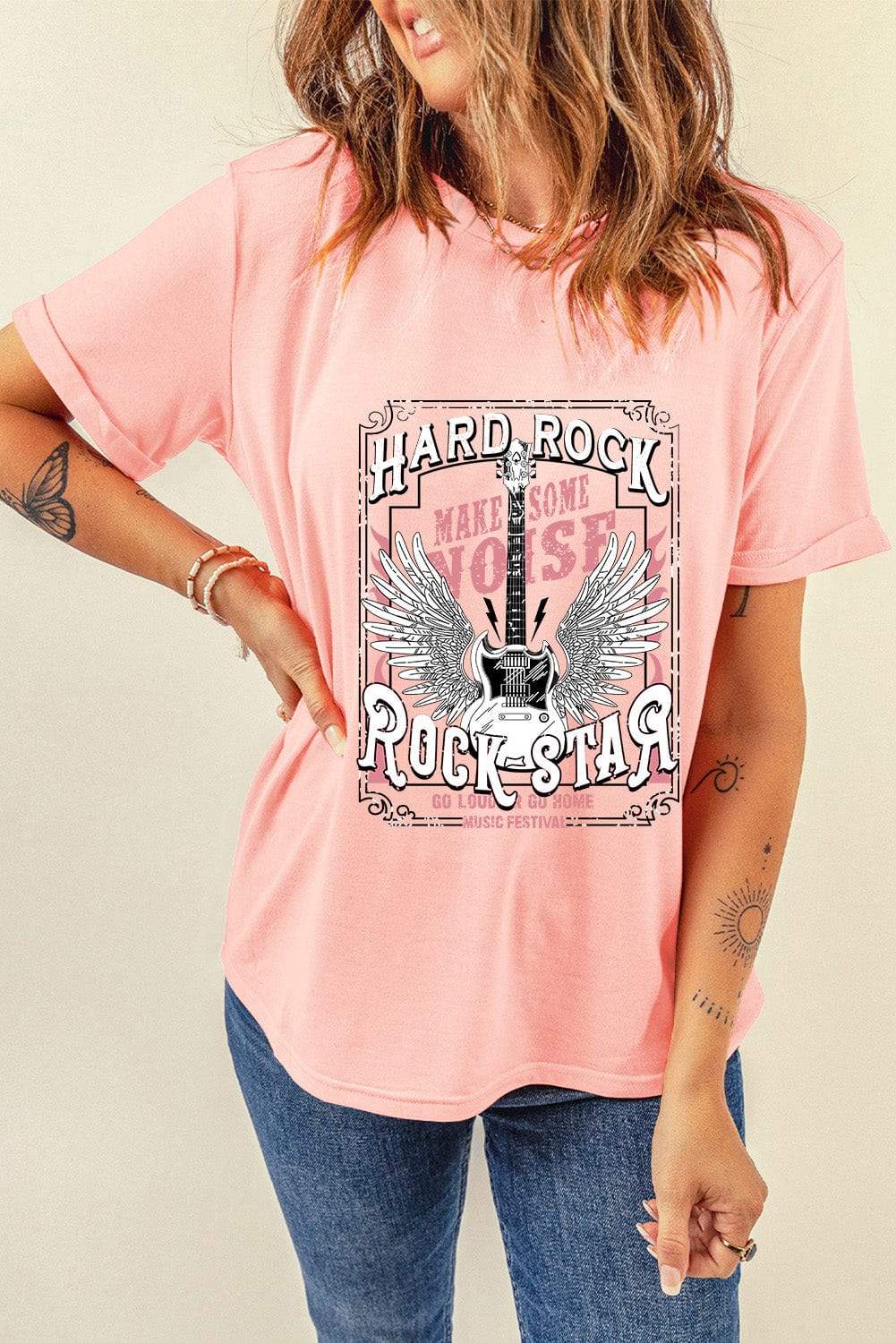 Graphic Round Neck Short Sleeve T-Shirt - Trendsi - Flyclothing LLC