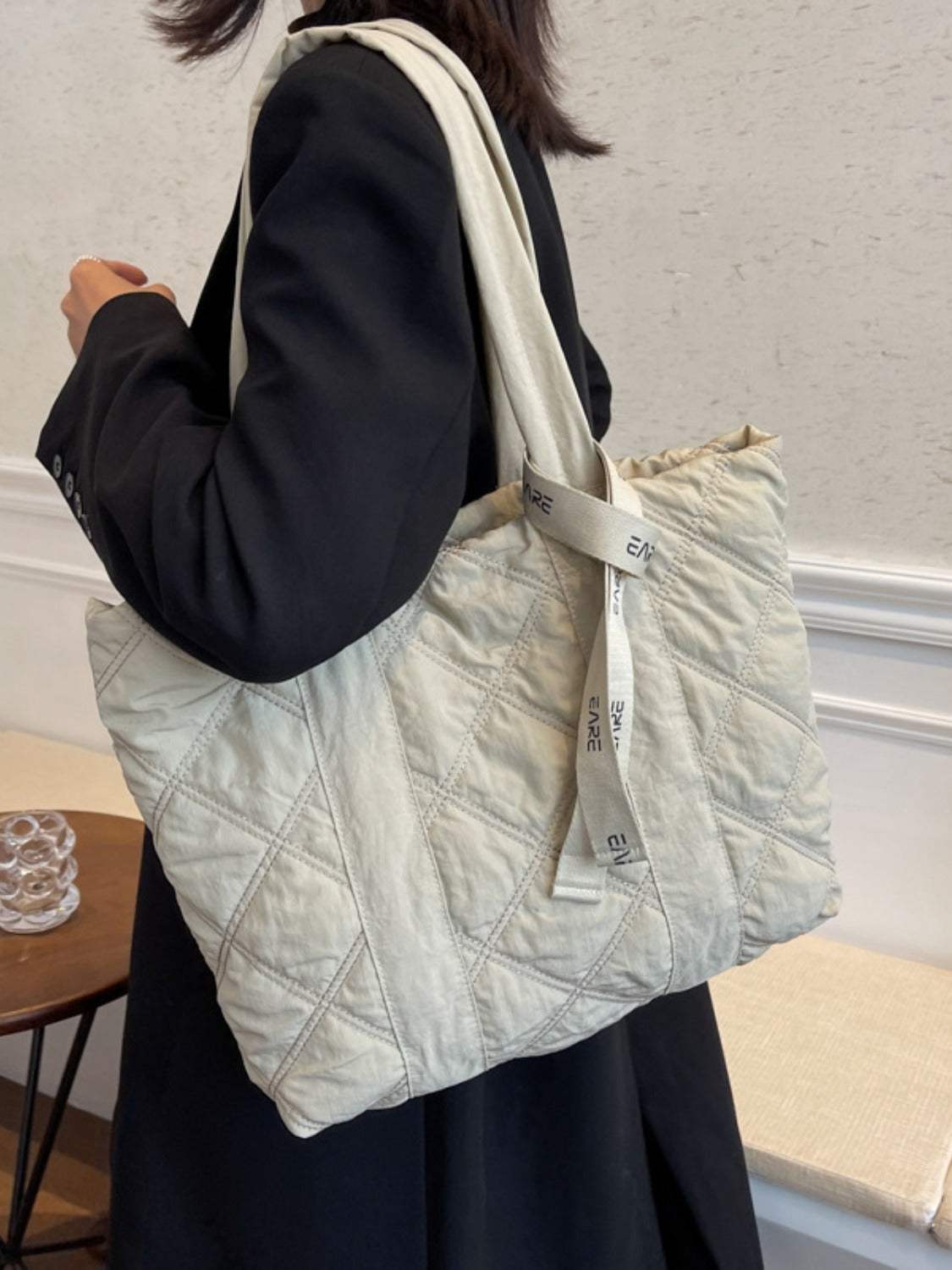 Quilted Nylon Large Tote Bag - Trendsi - Flyclothing LLC
