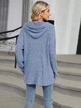 Half Button Long Sleeve Hooded Top - Trendsi - Flyclothing LLC