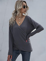 Perfee Waffle-Knit Surplice Long Sleeve Top - Trendsi - Flyclothing LLC
