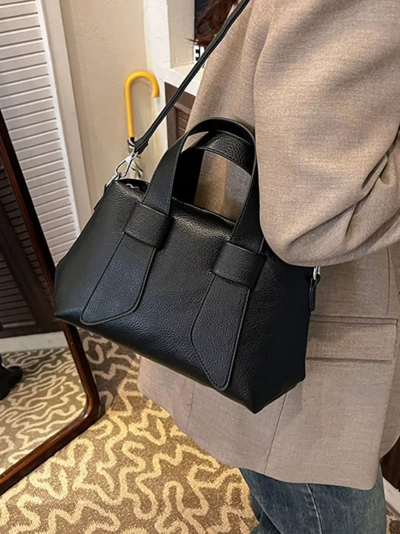 Textured Faux Leather Crossbody Bag - Trendsi - Flyclothing LLC
