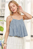 ADORA Front Pleated Washed Denim Crop Top - Trendsi - Flyclothing LLC