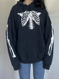 Drawstring Skeleton Long Sleeve Hoodie - Trendsi - Flyclothing LLC