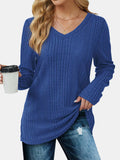 V-Neck Long Sleeve T-Shirt - Trendsi - Flyclothing LLC