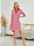 Contrast Striped Short Sleeve Mini Dress - Trendsi - Flyclothing LLC