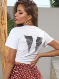 Perfee ANGEL Round Neck Short Sleeve T-Shirt - Trendsi