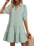 Johnny Collar Short Sleeve Mini Dress - Trendsi - Flyclothing LLC