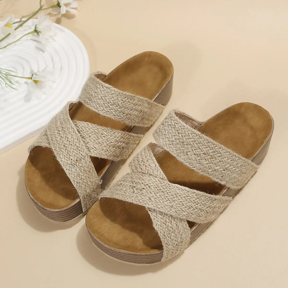 Crisscross Open Toe Platform Sandals - Trendsi - Flyclothing LLC