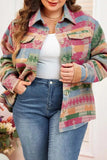 Plus Size Pocketed Printed Collared Neck Jacket - Trendsi - Flyclothing LLC
