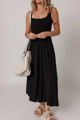 Side Slit Scoop Neck Wide Strap Dress - Trendsi - Flyclothing LLC