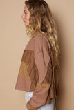 POL Half Button Color Block Drop Shoulder Knit Top - Trendsi