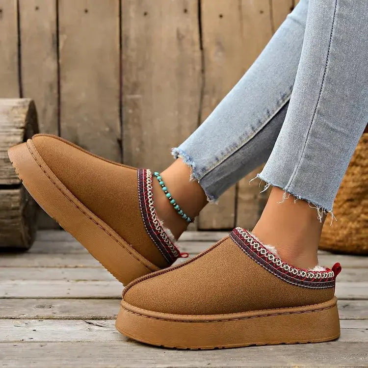 Plush Lined Platform Ankle Boots - Trendsi - Flyclothing LLC