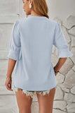 Notched Half Sleeve Blouse - Trendsi - Flyclothing LLC