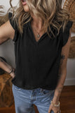 Ruffled Shoulder Notched Shift Tank Top - Trendsi