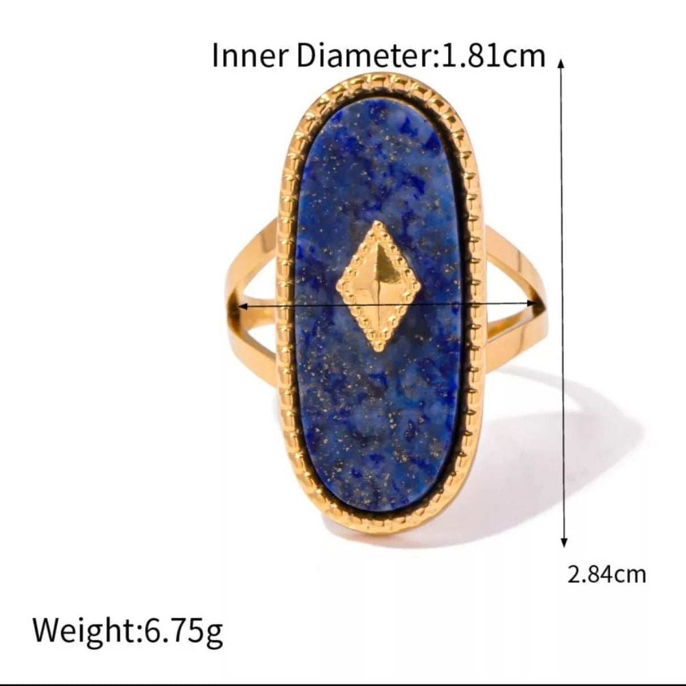 18K Gold-Plated Natural Stone Ring - Trendsi - Flyclothing LLC