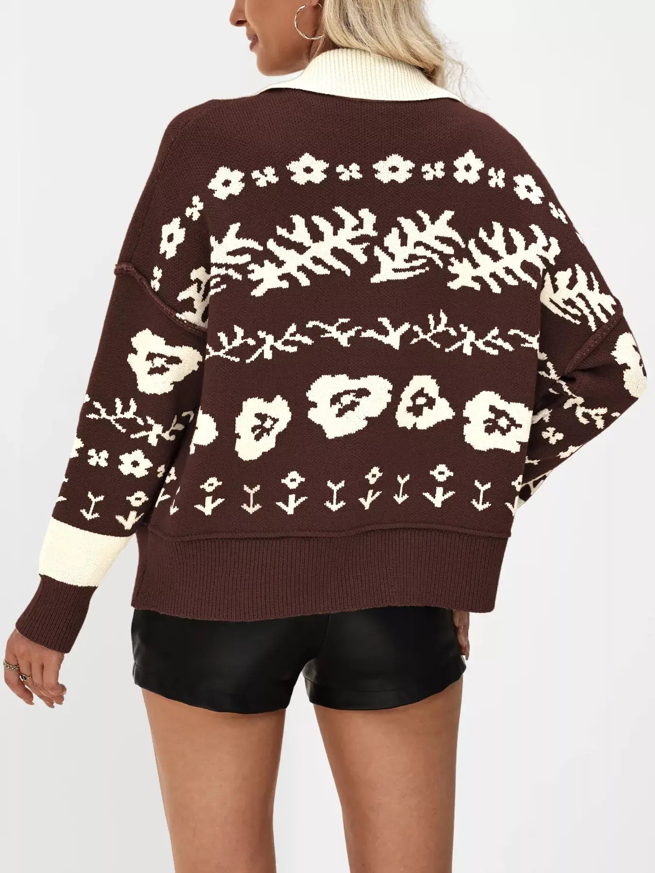 Floral Pattern Button-Down Cardigan - Trendsi - Flyclothing LLC