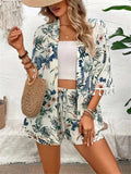 Printed Half Sleeve Top and Shorts Set - Trendsi - Flyclothing LLC