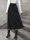Decorative Button Ruched Midi Skirt - Trendsi - Flyclothing LLC