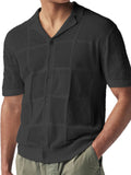 Men's Button Down Checkered Eyelet Shirt - Trendsi