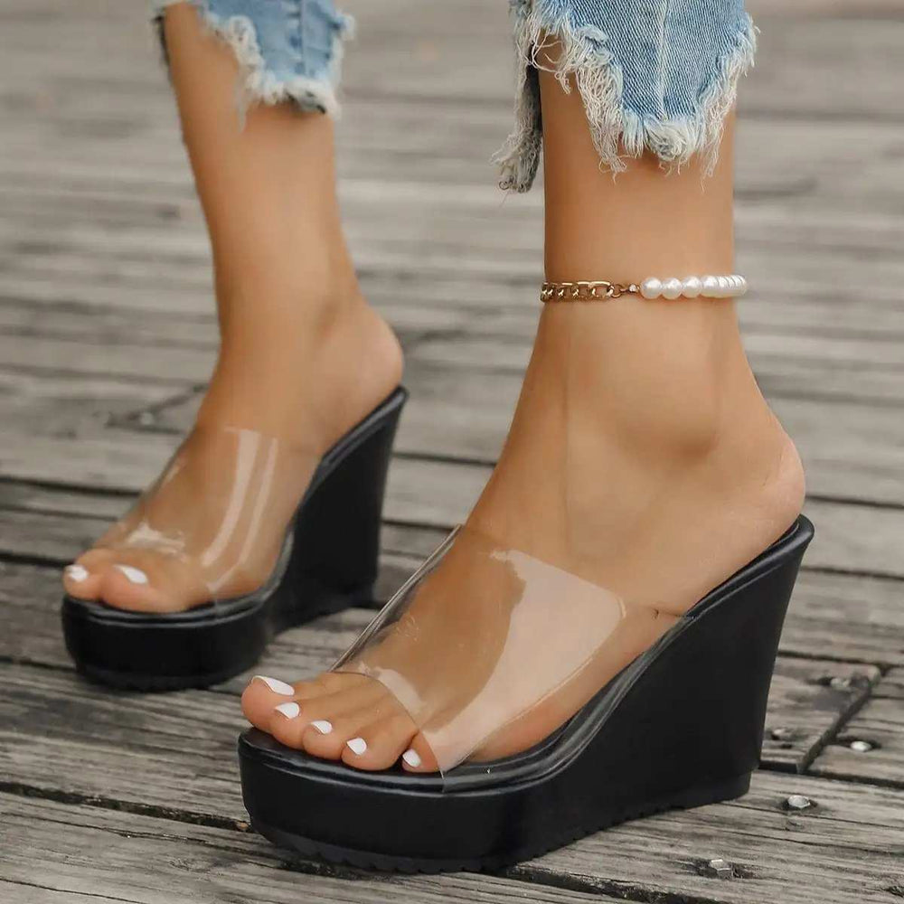 Open Toe Wedge Sandals - Trendsi - Flyclothing LLC