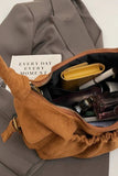 Ruched Suede Handbag with Zipper - Trendsi - Flyclothing LLC