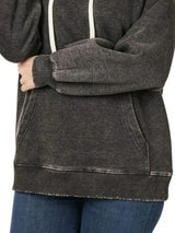 Zenana Acid Wash Fleece Hoodie with Drawstring - Trendsi - Flyclothing LLC
