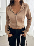 Devine Zip Up Long Sleeve Hooded Outerwear - Trendsi - Flyclothing LLC