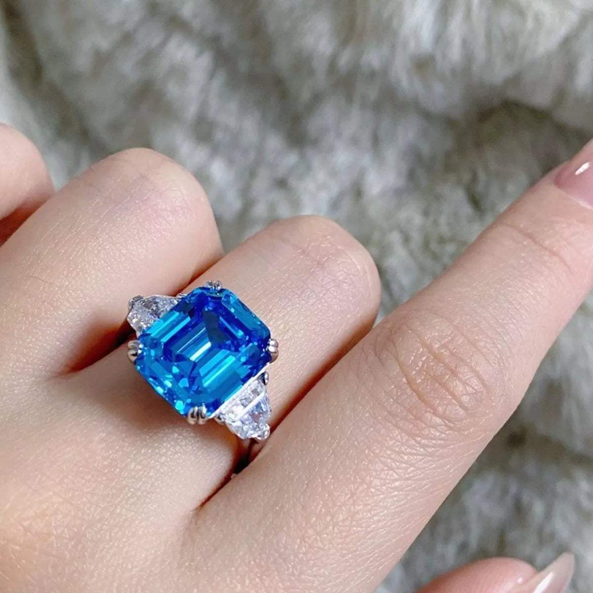 925 Sterling Silver Zircon Square Ring - Trendsi - Flyclothing LLC