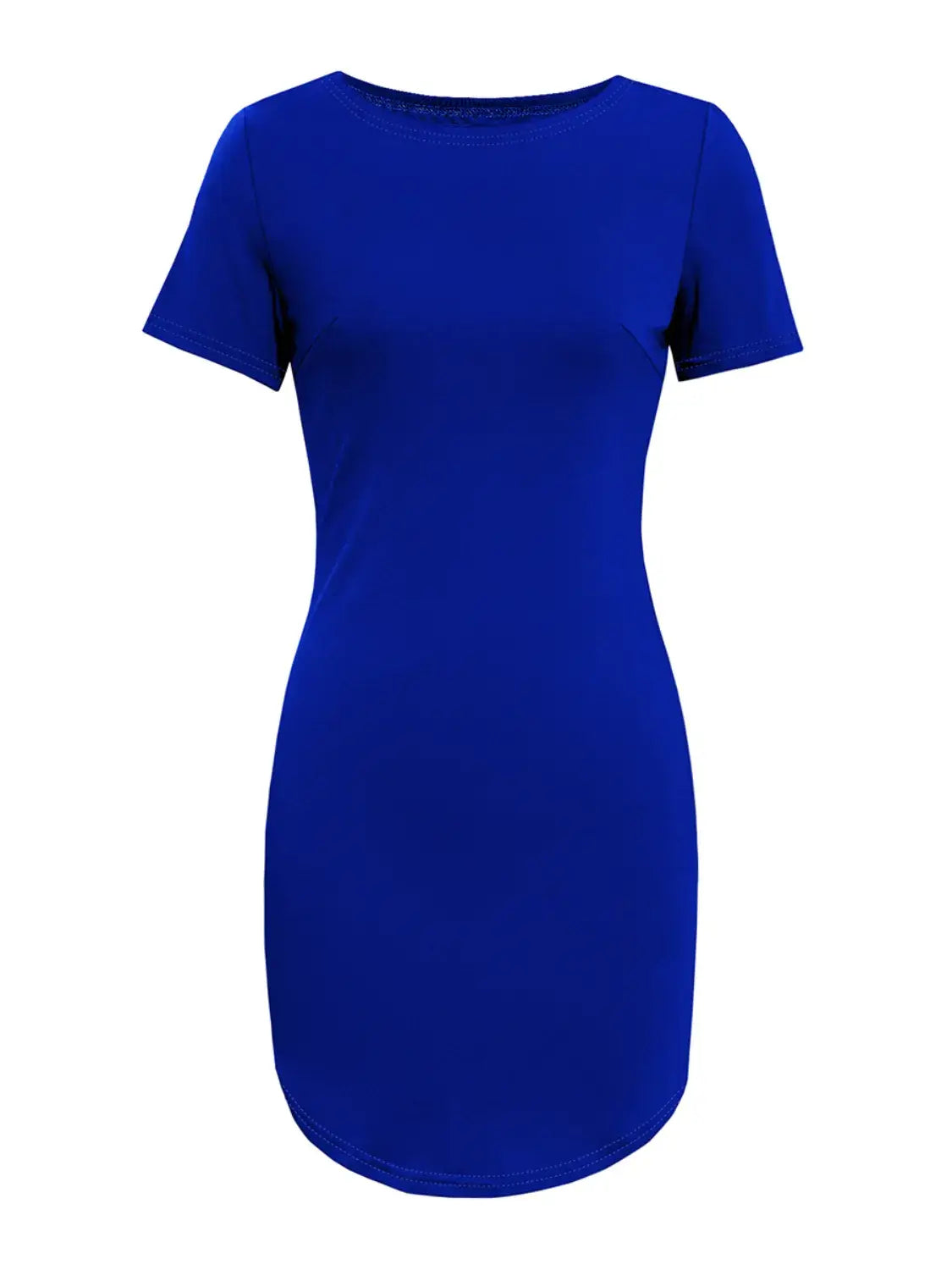 Round Neck Short Sleeve Mini Tee Dress - Trendsi - Flyclothing LLC