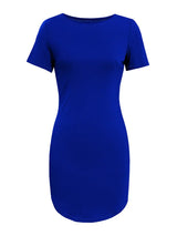 Round Neck Short Sleeve Mini Tee Dress - Trendsi - Flyclothing LLC