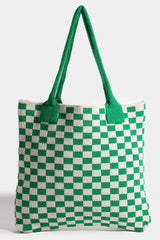 Fame Checkered Pattern Tote Bag - Trendsi