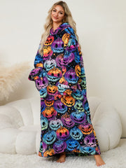 Fuzzy Pocketed Long Sleeve Hooded Lounge Dress - Trendsi